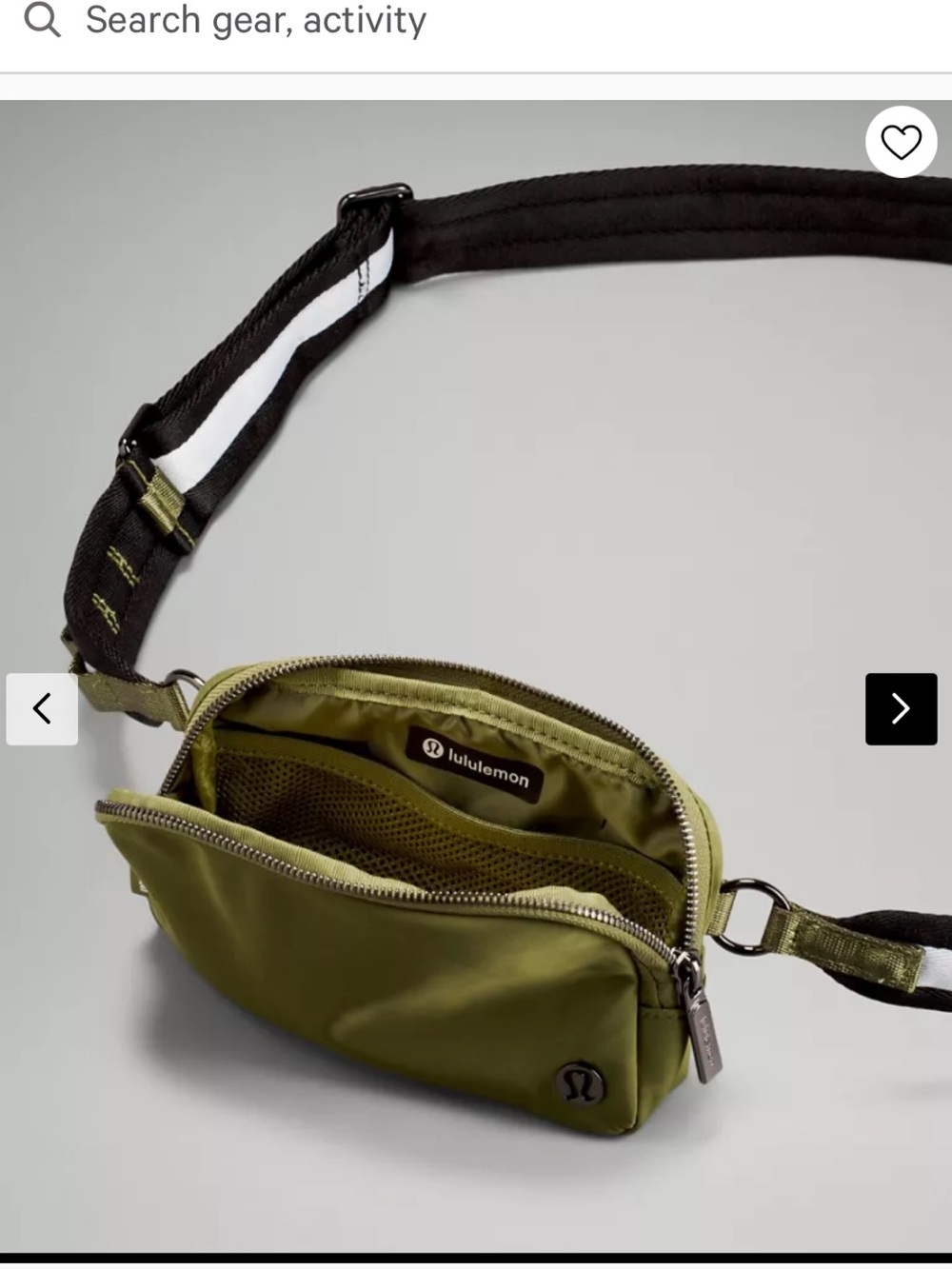 NWOT Lululemon Everywhere Belt Bag- Olive Green with Black and White strap - Picture 4 of 6